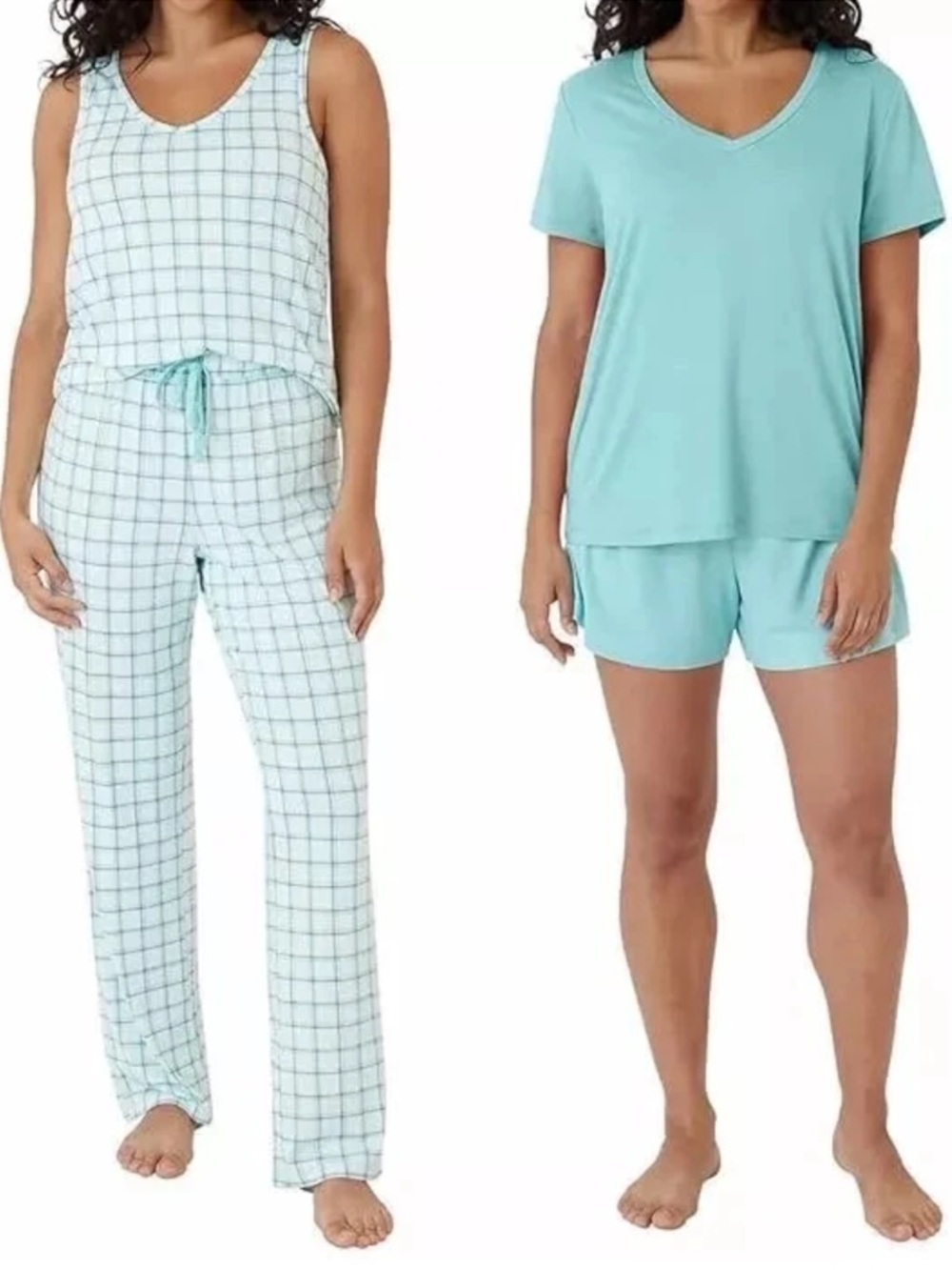 Eddie Bauer Mint Two-Piece Sleep Set - Tank & Pants + V-Neck Top & Shorts